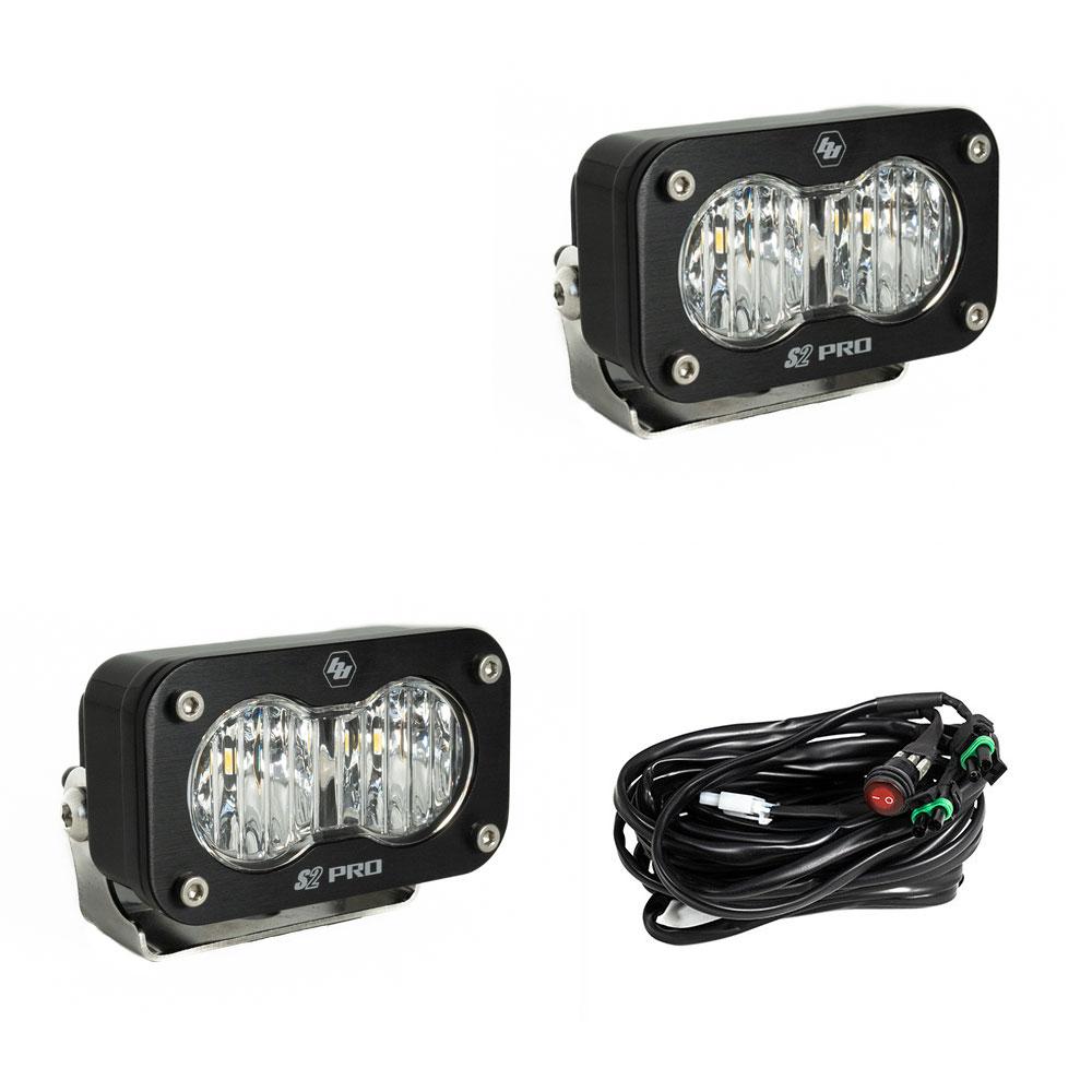 S2 Pro Black LED Auxiliary Light Pod Pair - Universal Baja Designs