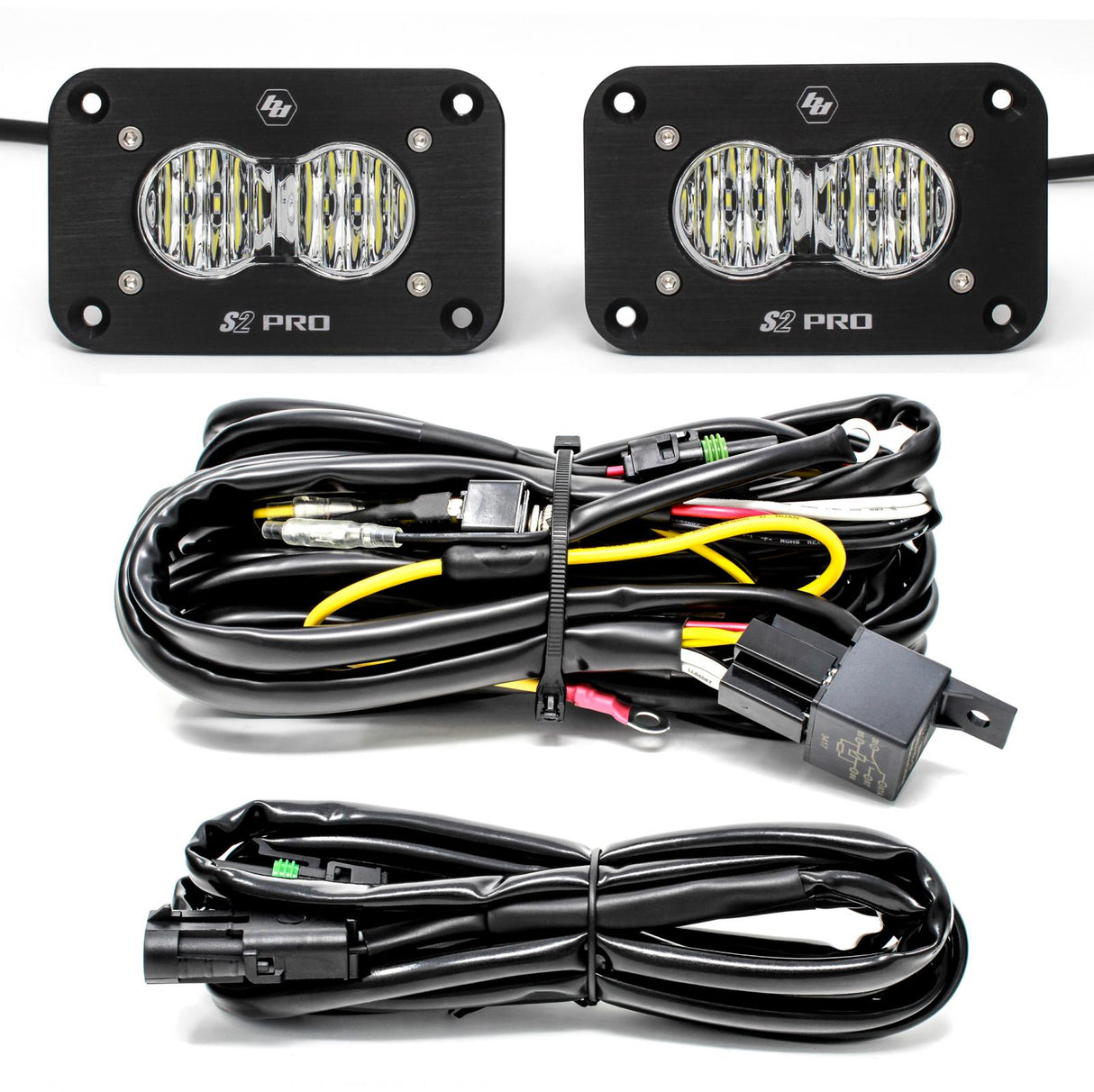 S2 Pro Black Flush Mount LED Auxiliary Light Pod Pair - Universal Baja Designs