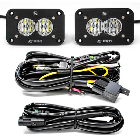 S2 Pro Black Flush Mount LED Auxiliary Light Pod Pair - Universal Baja Designs